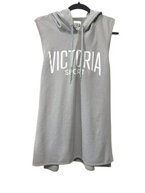 Victoria Sport Women’s Gray Sleeveless Hoodie Racerback Tank Medium Graphic Logo